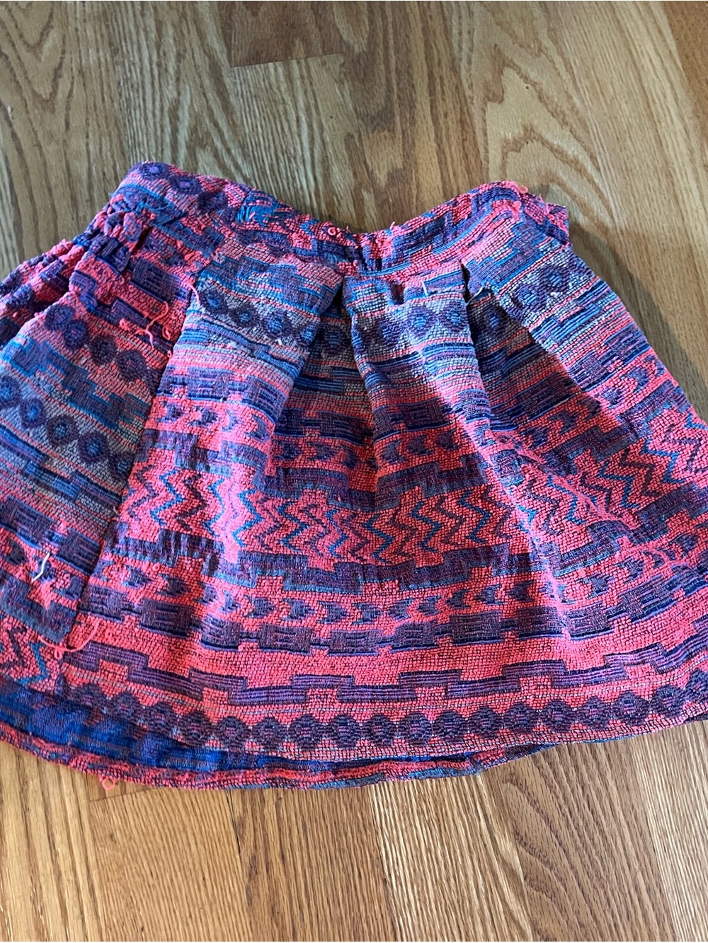 Honey Punch Pink and Blue Textured Circle Skirt